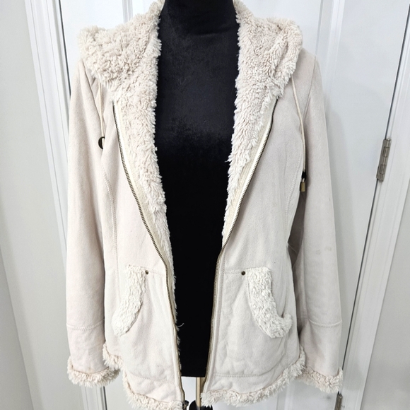 Jones New York Faux Suede Winter Fur Lined Winter Coat - Size M - Picture 2 of 12